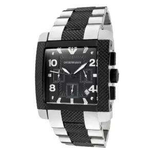 Armani Herrklocka Quartz Silverfärgad Stållänk Svart