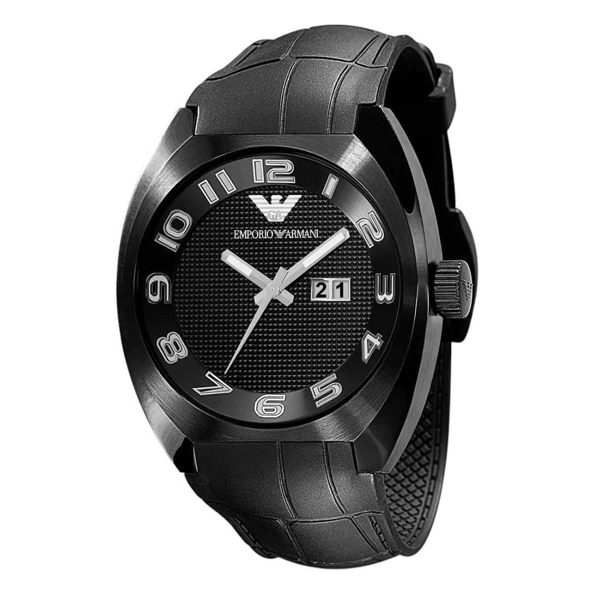 AR5844_01 Armani Quartz Svart Boett Gummiarmband Svart - Bild 1