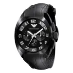 Armani Quartz Svart boett Gummiarmband Svart