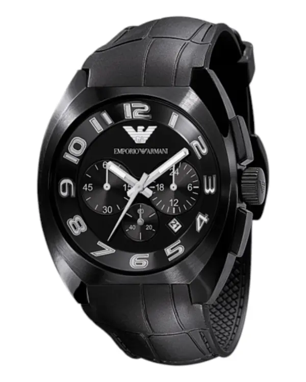 Armani Quartz Svart boett Gummiarmband Svart