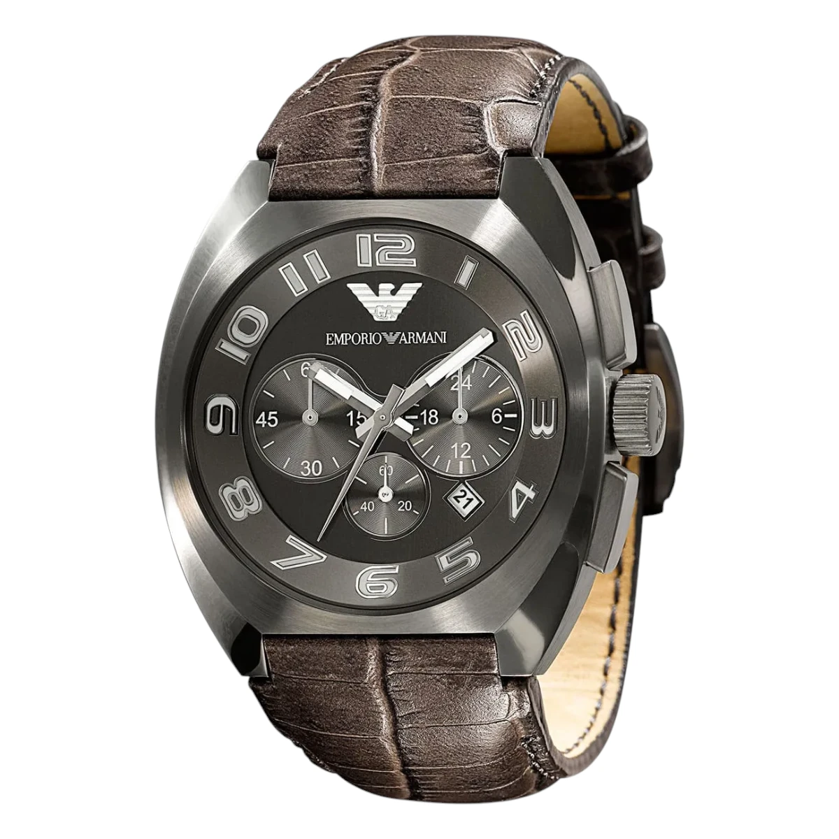 AR5847_01 Armani Quartz Kronograf Brunt Läderarmband Svart - Bild 1