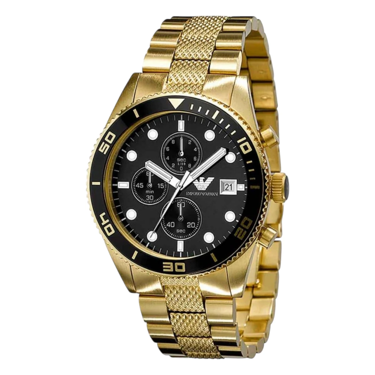 AR5857 Armani Herrklocka Quartz Guldfärgad Boett Stållänk Svart