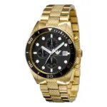 Armani Quartz Kronograf Vridbar Ring Guldfärgad Stållänk Svart