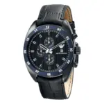 Armani Sportivo Quartz Kronograf Blå Ring Läderarmband Svart - Bild 2