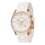Armani Herrklocka Quartz Rosa Boett Stållänk Vit