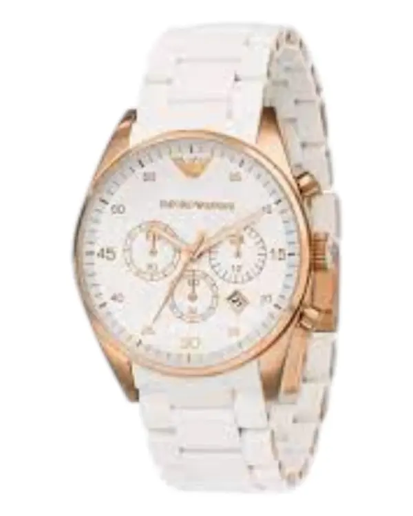 Armani Herrklocka Quartz Rosa Boett Stållänk Vit