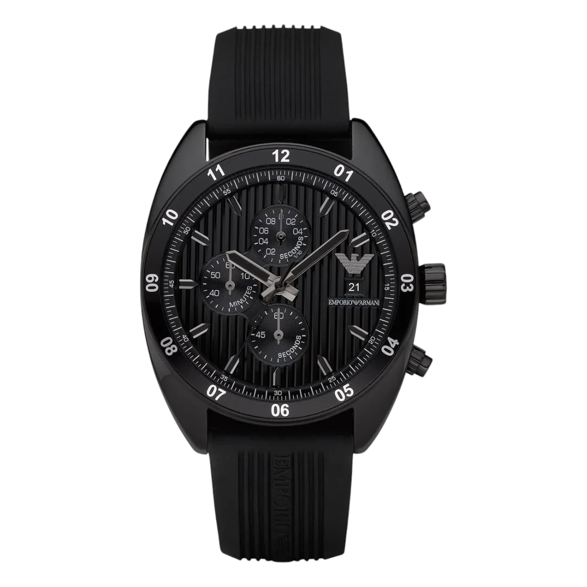 AR5928_01 Armani Quartz Kronograf Gummiarmband Svart - Bild 1