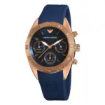 Armani Quartz Kronograf Roséguldfärgad Boett Silikonarmband Blå - Bild 2