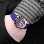 Armani Quartz Kronograf Roséguldfärgad Boett Silikonarmband Blå - Bild 4