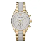 Armani Quartz Kronograf Stållänk Vit
