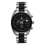 Armani Sportivo Quartz Kronograf Gummiklädd Stållänk Svart