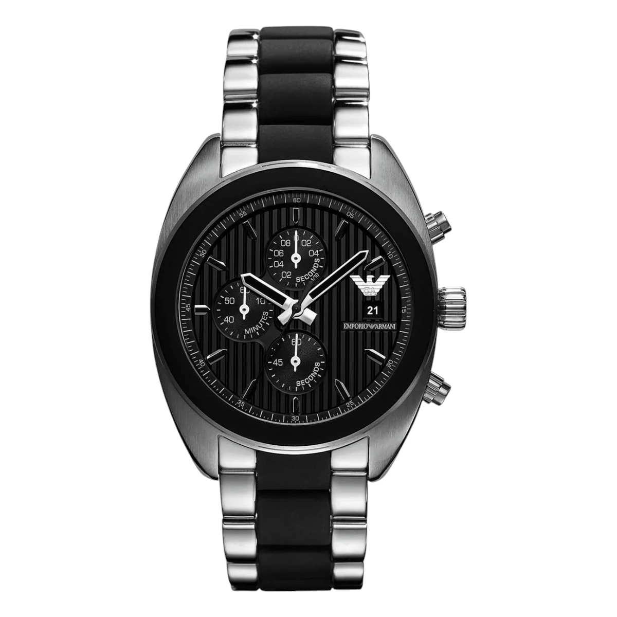 AR5952_01 Armani Sportivo Quartz Kronograf Gummiklädd Stållänk Svart - Bild 1