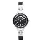 Armani Classic 28 mm Quartz Läderarmband Svart Pärlemor