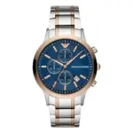 Armani Herrklocka Quartz Grå Stållänk Blå
