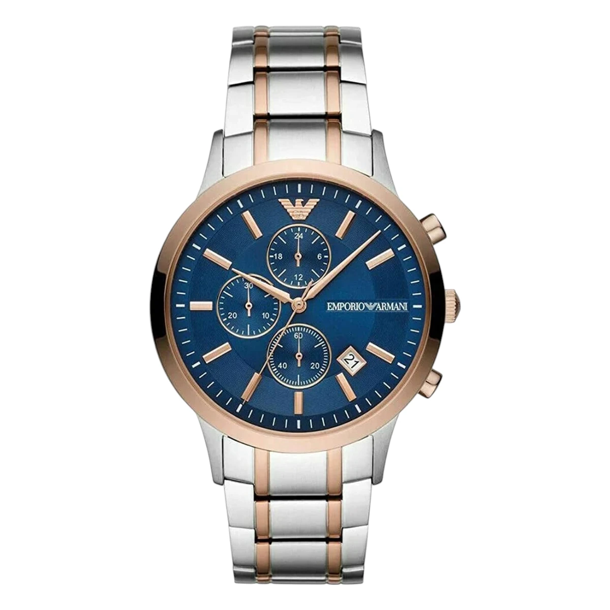 AR80025 Armani Herrklocka Quartz Grå Stållänk Blå