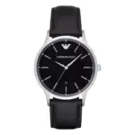 Armani Herrklocka Quartz Svart Läderarmband Svart