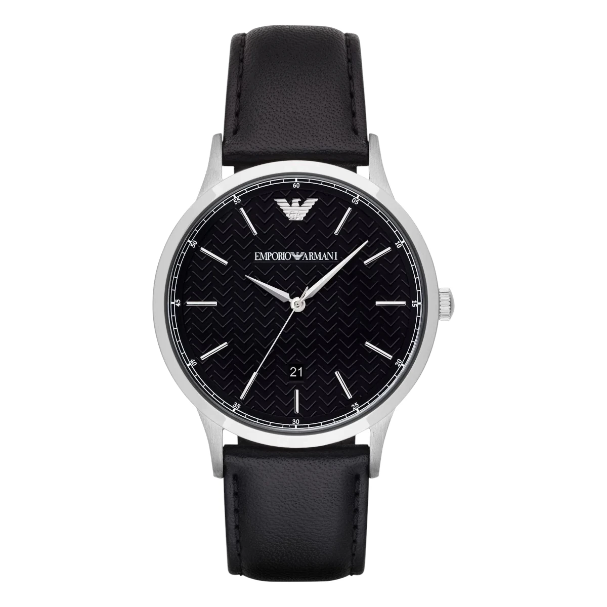 AR8035 Armani Herrklocka Quartz Svart Läderarmband Svart