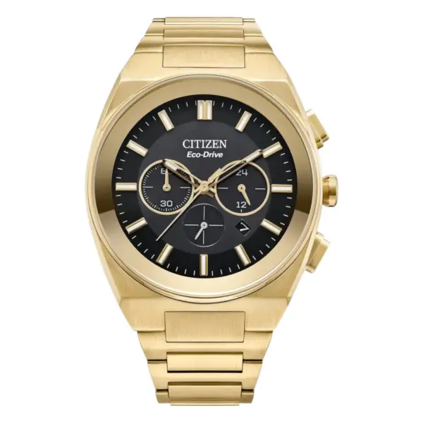 Citizen Axiom SC Eco-Drive Kronograf Guldfärgad Stållänk Svart