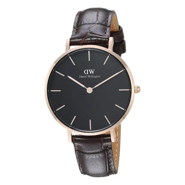 Daniel Wellington Petite York Rose Gold Quartz Läderarmband Svart