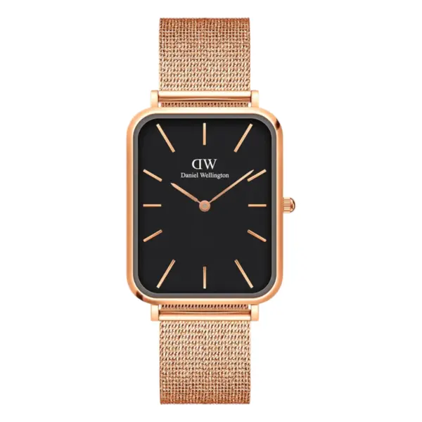 Daniel Wellington Quadro Pressed Melrose Quartz Mesharmband Svart