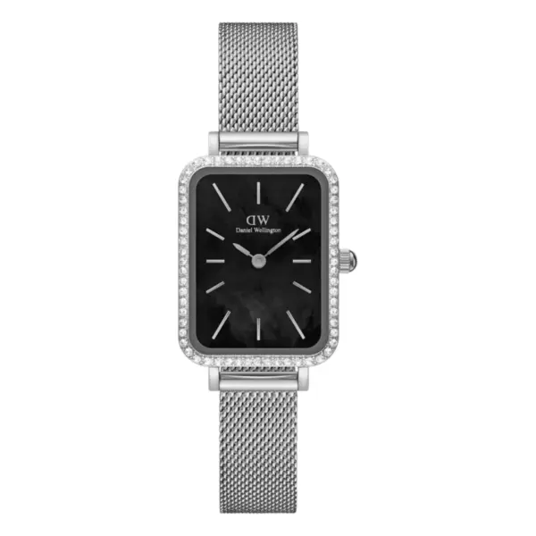 Daniel Wellington Quadro Lumine Bezel Sterling Quartz Mesharmband Svart pärlemor