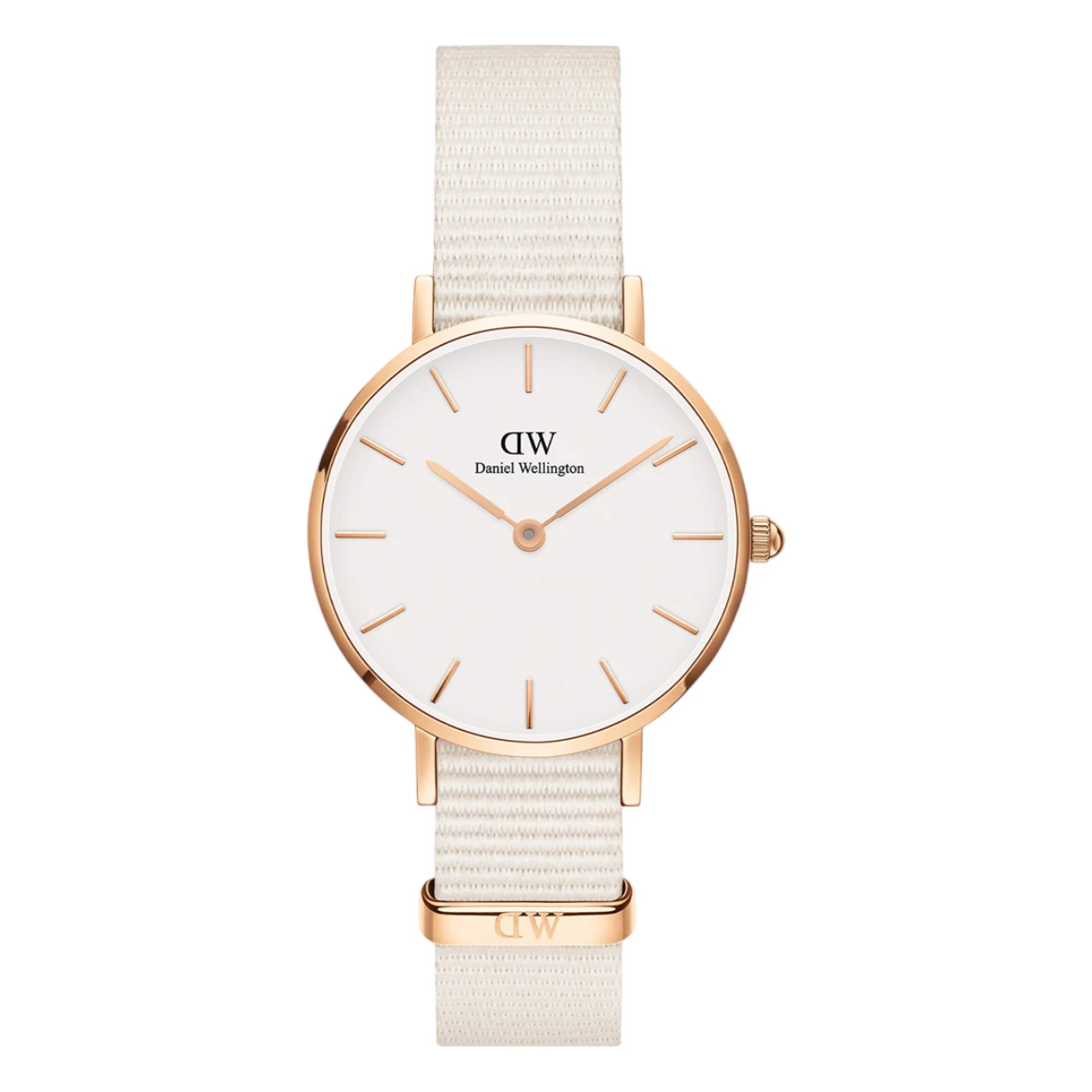 DW00100675 Daniel Wellington Petite Chalk NATO Roséguld Vit