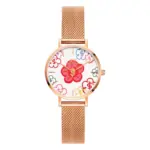 Daniel Wellington Rich Flower Petite med roséfärgad meshlänk Äggskalsvit