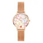 Daniel Wellington Rich Flower Petite med roséfärgad länk Vit