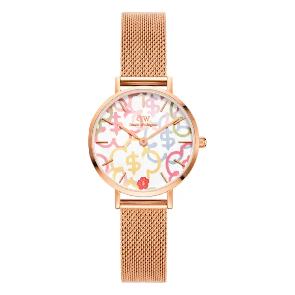 Daniel Wellington Rich Flower x DW Always Lucky Petite Quartz Mesharmband Vit