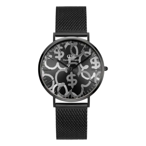 Daniel Wellington Rich Flower x DW Classic Revival Onyx Quartz Mesharmband Svart