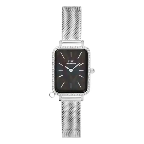 Daniel Wellington Quadro Crystal Zodiac Sterling Quartz Mesharmband Svart pärlemor