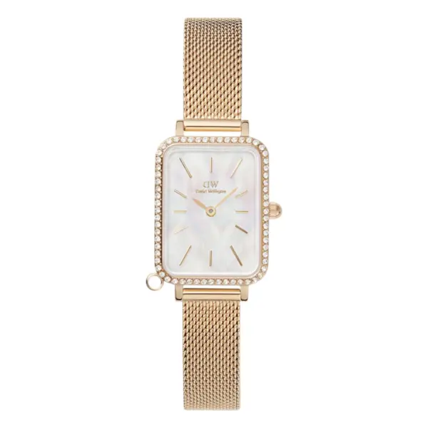Daniel Wellington Quadro Crystal Zodiac Evergold Quartz Mesharmband Vit pärlemor