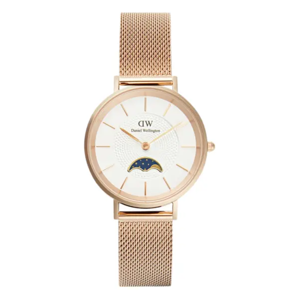 Daniel Wellington Petite Lune Melrose Quartz Månfas Mesharmband Vit