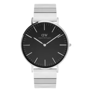Daniel Wellington Classic Piano Link Onyx Silver Svart