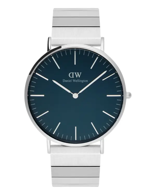 Daniel Wellington Classic Piano Link Arctic Silver Blå