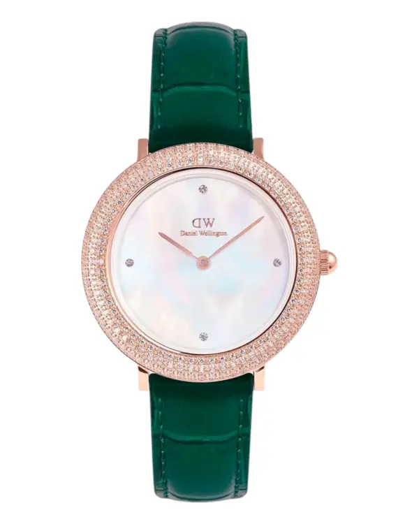 Daniel Wellington Crystalline Bezel Green Croc Roséguld Vit pärlemor