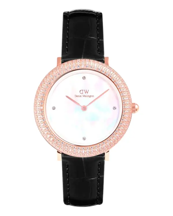 Daniel Wellington Crystalline Bezel Black Croc Roséguld Vit pärlemor