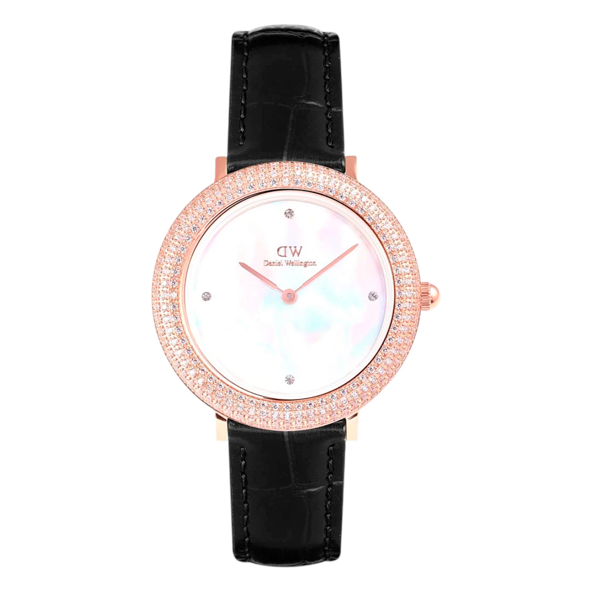DW00100827 Daniel Wellington Crystalline Bezel Black Croc Roséguld Vit pärlemor