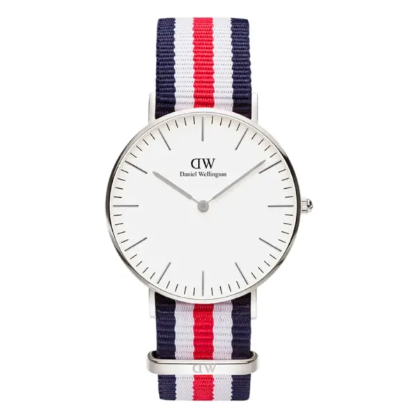 Daniel Wellington Classic Canterbury Silver Quartz NATO-band Äggskalsvit
