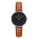 Daniel Wellington Petite Durham Ljusbrunt läder Silver Svart