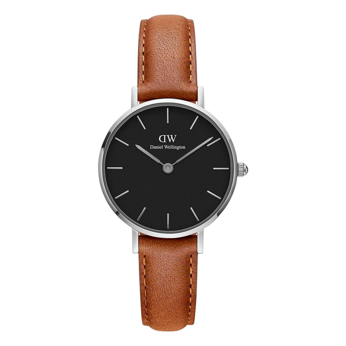 DW00600234 Daniel Wellington Petite Durham Ljusbrunt läder Silver Svart
