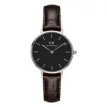 Daniel Wellington Petite York Brunt läder Svart