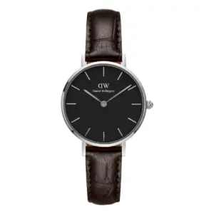 Daniel Wellington Petite York Brunt läder Svart