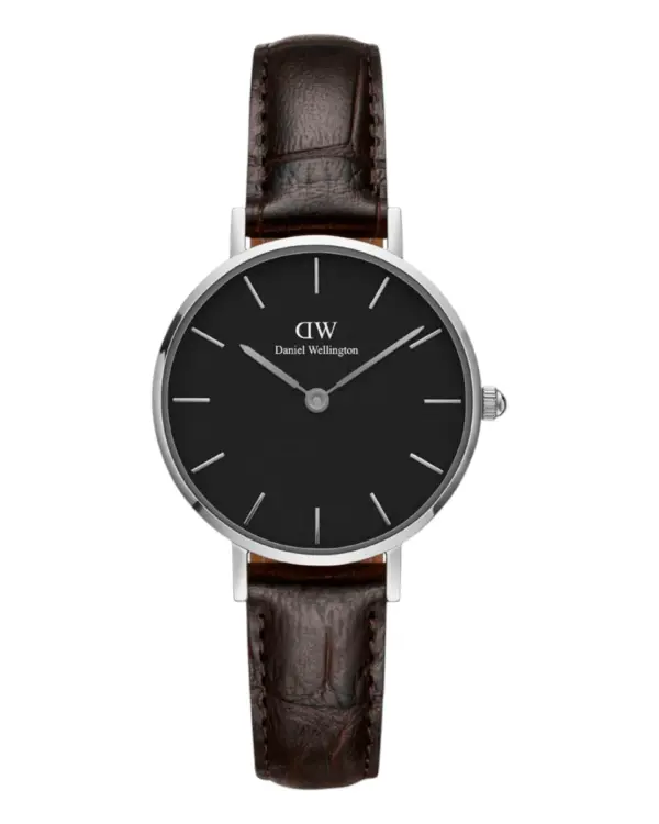 Daniel Wellington Petite York Brunt läder Svart
