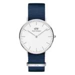 Daniel Wellington Classic Blått textilband Vit