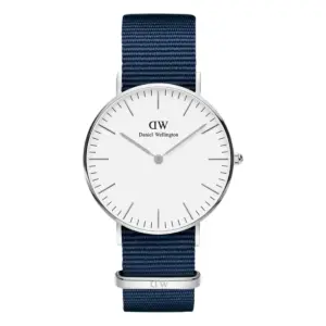Daniel Wellington Classic Blått textilband Vit
