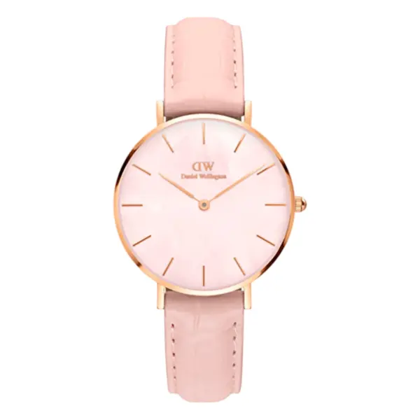 Daniel Wellington Petite Rouge Quartz Läderarmband Rosa pärlemor DW00600514