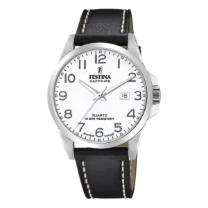 Festina Classic Strap Svart Läder Vit