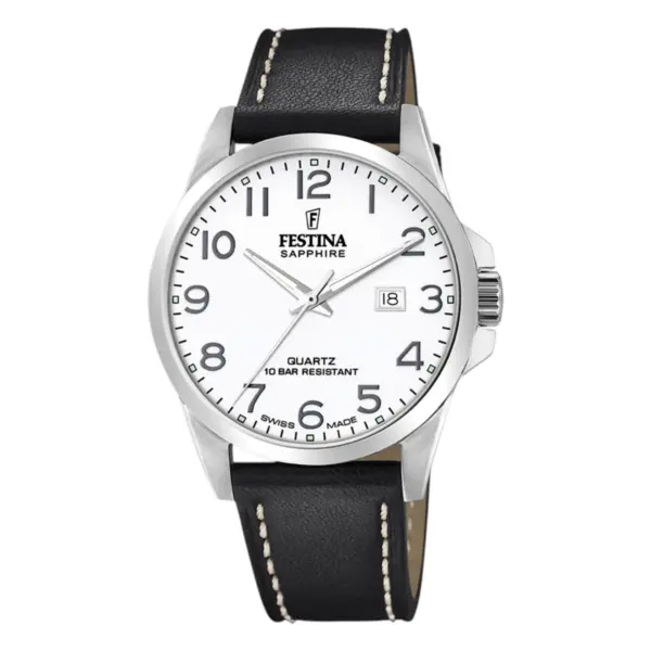 Festina Classic Strap Svart Läder Vit