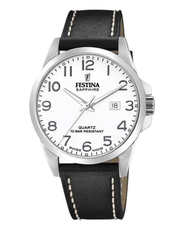 Festina Classic Strap Svart Läder Vit